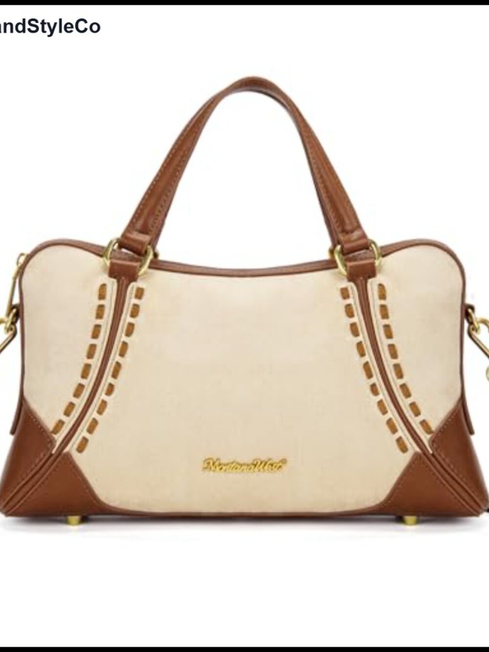 Faux Suede Satchel Crossbody Bag Top Handle Whipstitch Western Handbag
